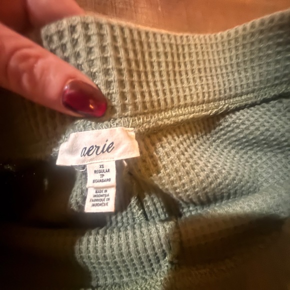 Aerie Women's Flare Pants in Olive Green - Picture 3 of 4